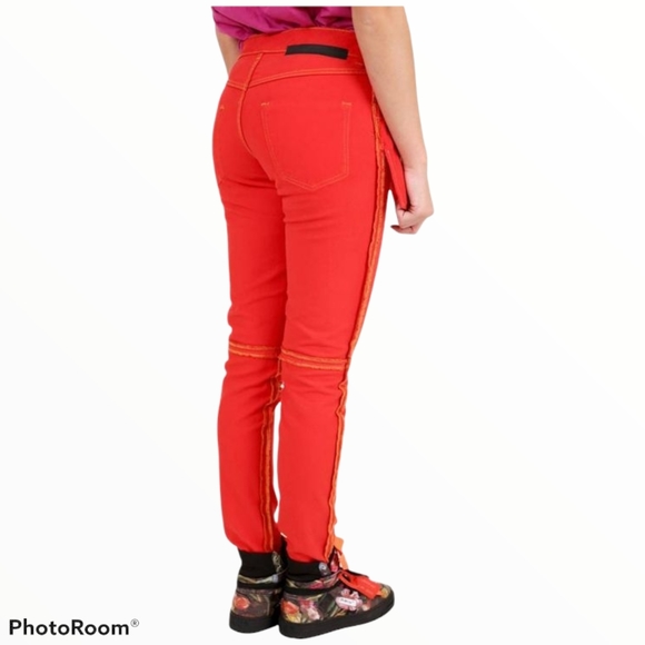 BEN TAVERNITI UNRAVEL PROJECT Red Reverse Boyskinny Jeans Lipstick NEW Size W26 - Picture 4 of 11